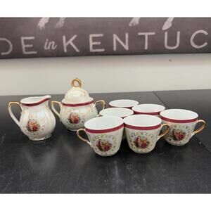 Preloved Vintage Porcelain Tea Set with Gold Accents